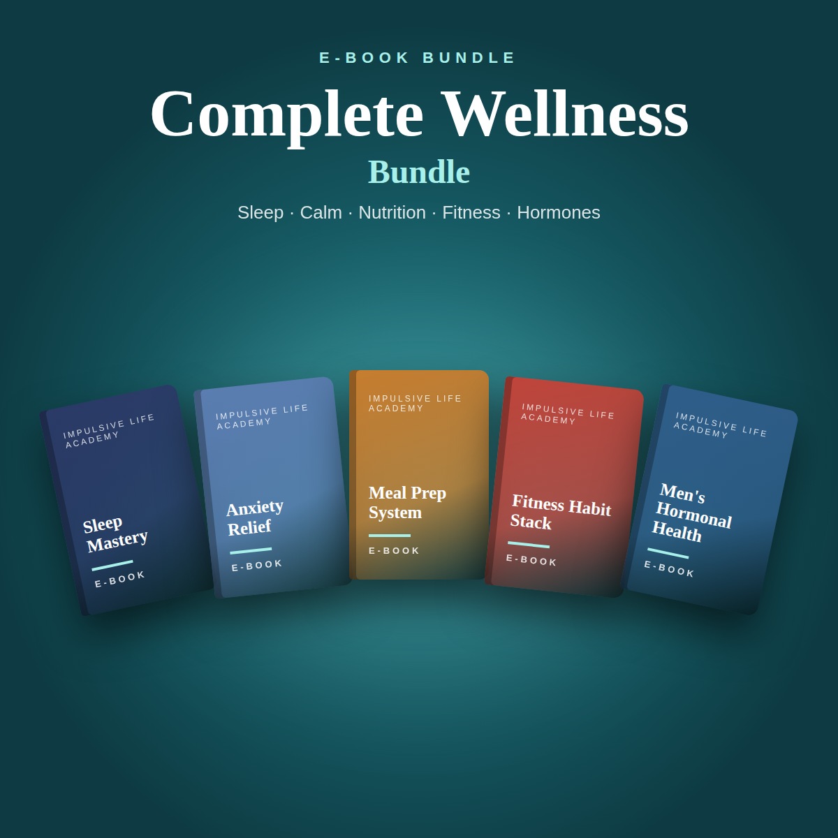 Complete Wellness Bundle | 5 Workbooks: Sleep, Anxiety, Meal Prep, Fitness & Hormones | Printable PDFs